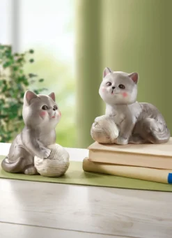 Katzen mit Wollknäuel, 2er-Set