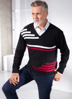 Klassischer Pullover mit V-Ausschnitt in 3 Farben