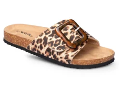 Klett-Pantolette in Leder-Optik