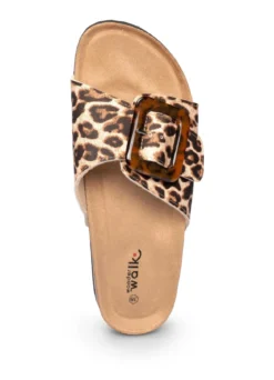 Klett-Pantolette in Leder-Optik
