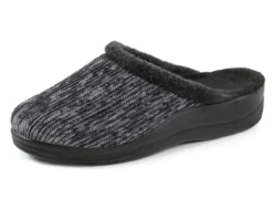 Laurina Pantoffel aus changierendem Cord-Material mit Filzbesatz