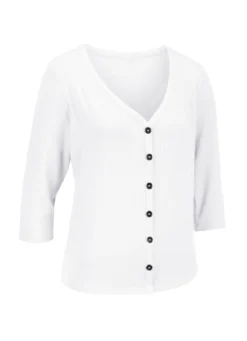 Laurina Shirtjacke mit durchgehender Knopfleiste