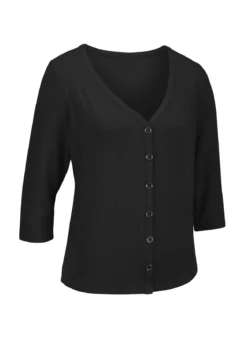 Laurina Shirtjacke mit durchgehender Knopfleiste