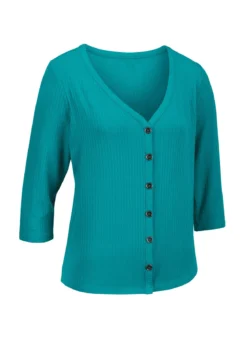 Laurina Shirtjacke mit durchgehender Knopfleiste