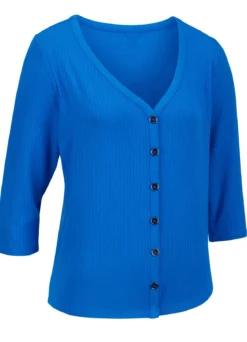 Laurina Shirtjacke mit durchgehender Knopfleiste