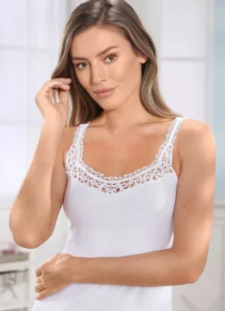 Laurina Zweierpack Hemden mit hübscher Stickereispitze