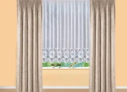 Leichter Blumenfenster-Store mit Automatikfaltenband