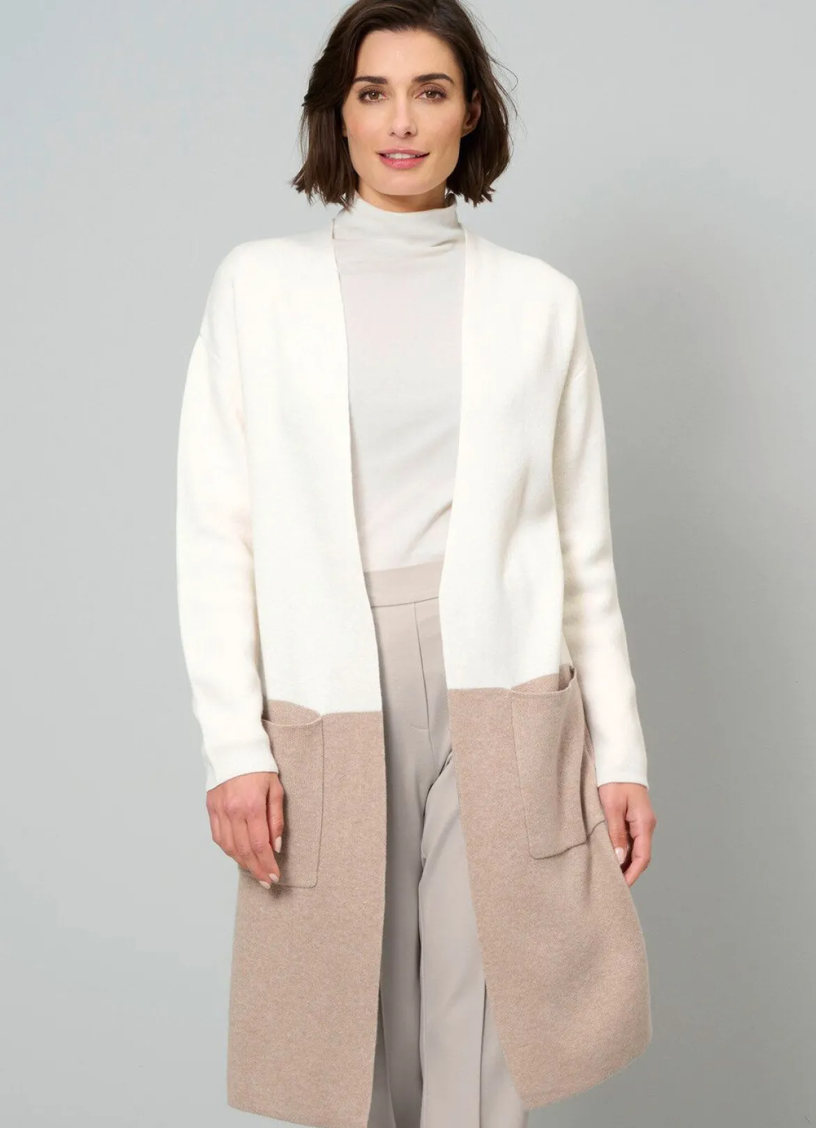 Long-Strickjacke mit Kaschmir