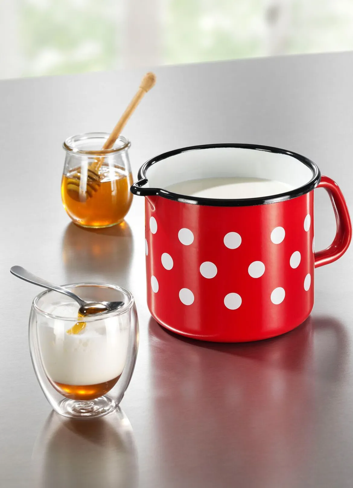 Milchtopf aus widerstandsfähigem Stahl-Emaille