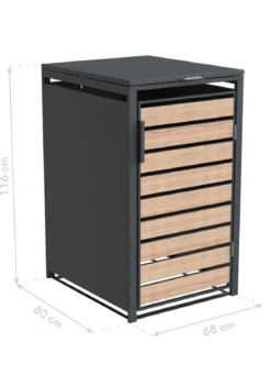 Mülltonnenbox „Lacina“, Türen in Holzoptik