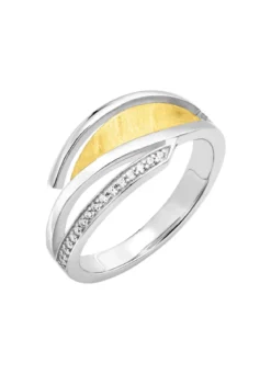 Moderner Damenring in Bicolor mit Zirkonia