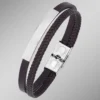 Modernes Leder-Armband mit Edelstahl