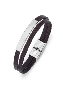 Modernes Leder-Armband mit Edelstahl