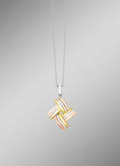 Modischer Knoten-Anhänger in Tricolor mit Ankerkette