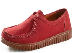 Mokassin-Schnürschuh aus Rind-Nubukleder