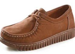 Mokassin-Schnürschuh aus Rind-Nubukleder
