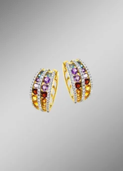 Multicolor Klappcreolen mit Edelsteine und Brillanten