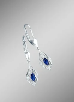 Ohrringe mit Brillanten und echten blauen Safiren