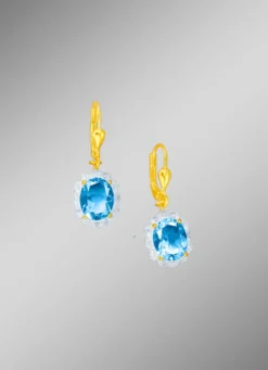 Ohrringe mit echt Blautopas und Diamanten