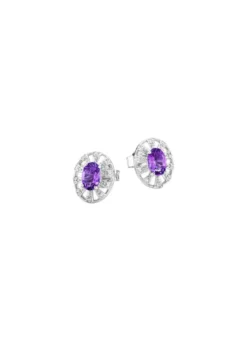 Ohrstecker mit echt Amethyst und synth. Zirkonia