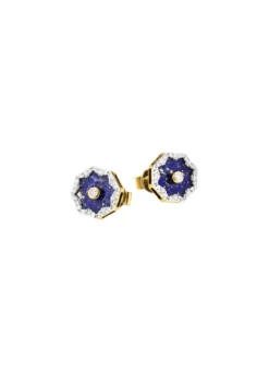 Ohrstecker mit echt Lapislazuli, Brillanten und Diamanten