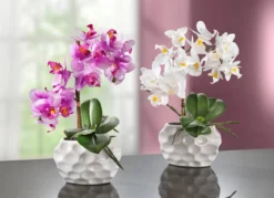 Orchideen-Gesteck in Keramikvase