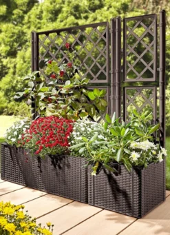 Pflanzkasten in moderner Rattan-Optik
