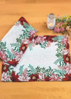 Platzset mit Blüten-Motiv, 2-teilig