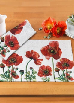 Platzset mit Mohnblüten-Motiv, 2-teilig