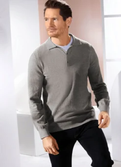 Polopullover mit kurzer Knopfleiste in 4 Farben