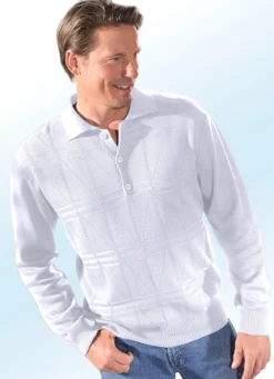 Polopullover mit kurzer Knopfleiste in 3 Farben