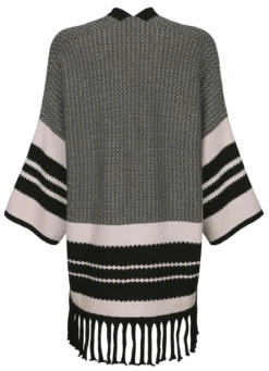 Poncho-Strickjacke in Jacquard-Dessin