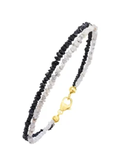 Raffiniertes Armband mit Roh-Diamanten in Hell- und Dunkelgrau