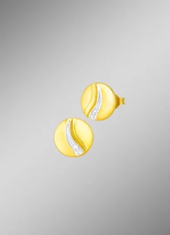 Schicke Ohrstecker in Bicolor mit 2 Diamanten