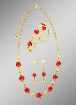 Schmuckset, 3-teilig, im Blumendesign