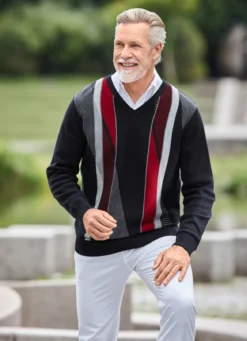 Schöner V-Pullover in 2 Farben