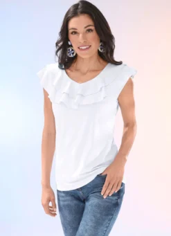 Shirt mit Volant-Besatz in 3 Farben