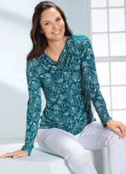 Shirt mit Wasserfall-Ausschnitt in 2 Farben