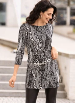 Shirt-Tunika mit Alloverdruck