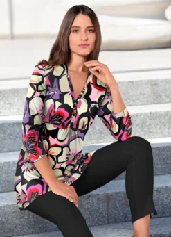 Shirt-Tunika mit farbbrillantem Druck
