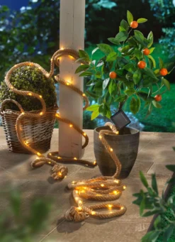 Solar-Lichterkette im Hanfseil-Design