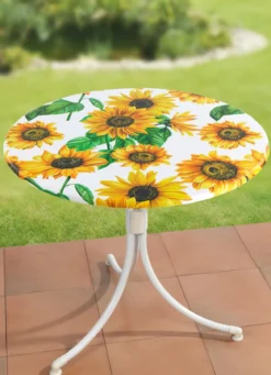 Spann-Tischdecke mit Sonnenblumen-Dessin