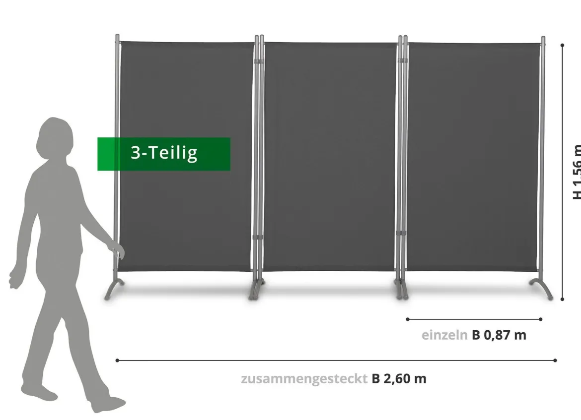 Standfeste Stellwand, 3-teilig