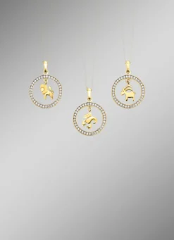 Sternzeichen-Anhänger aus Gold mit Zirkonia