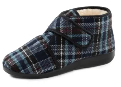 Stiefelette aus kariertem Textilmaterial