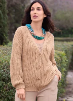 Strickjacke mit Paillettengarn