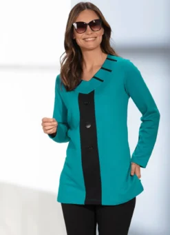Sweatshirt mit V-Ausschnitt in 2 Farben