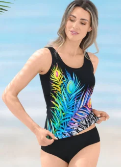 Tankini mit platziertem Druckdessin und Softschalen