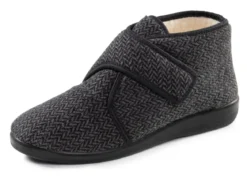 Textil-Stiefelette mit dezentem Fischgrat-Muster