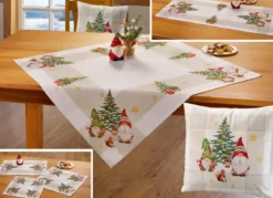 Tischdecke mit weihnachtlichem Wichteldessin